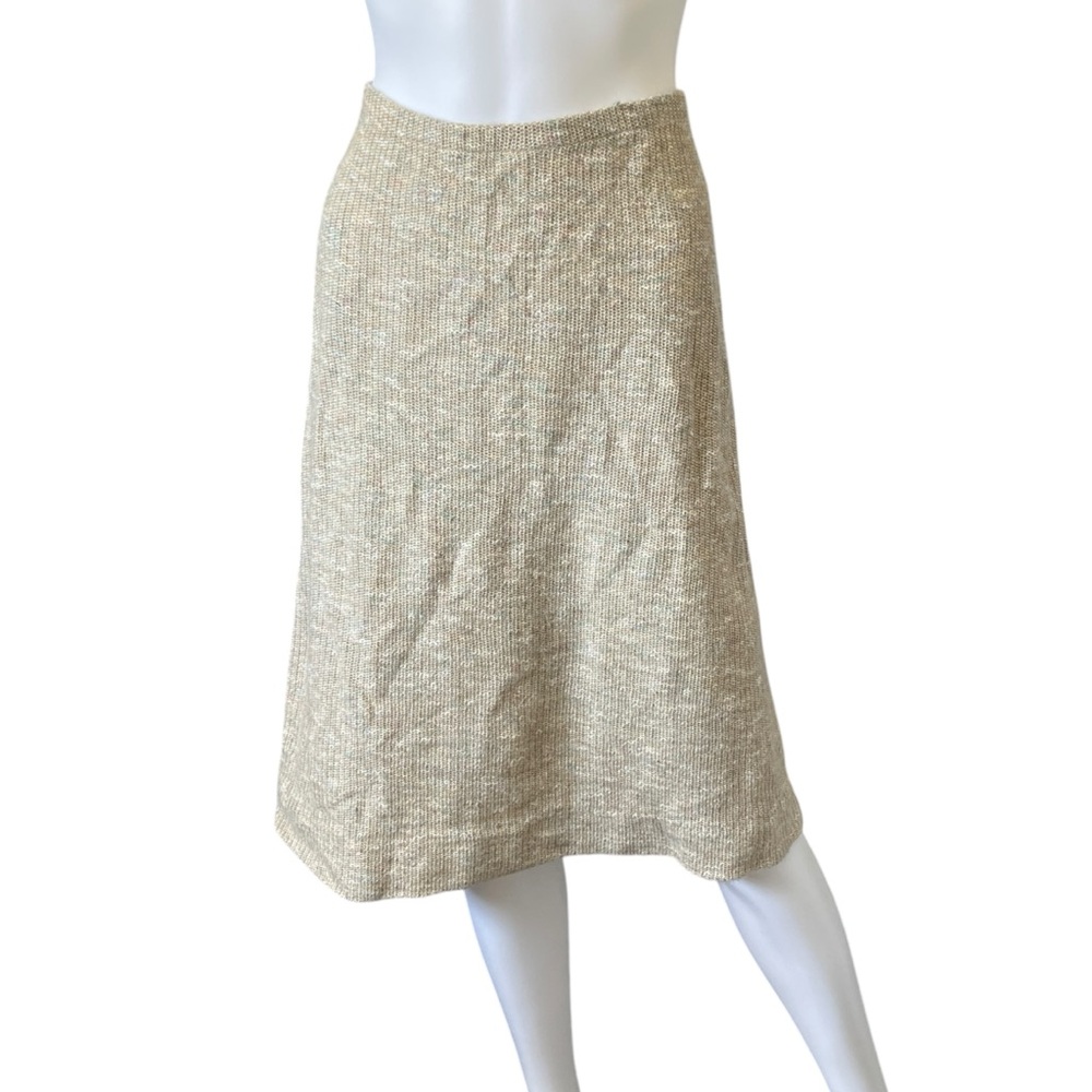 Vintage 80s Knit A Line Skirt Knee Length Pull On Union Made in USA